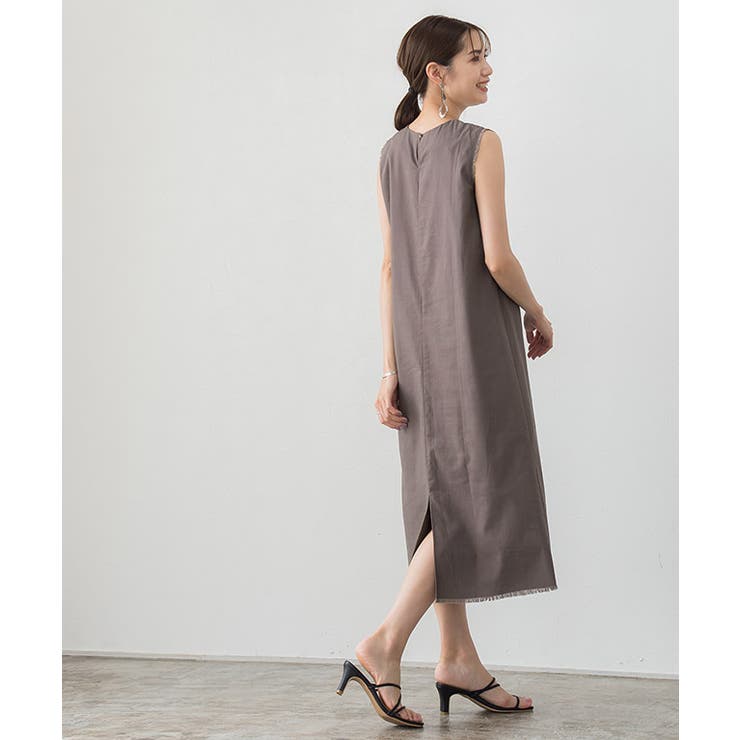 【美品】 SOIL シャツワンピース ノーカラー ウール 麻混 ロング丈 L SOIL シャツワンピース ノーカラー ウール 麻混 ロング丈 L