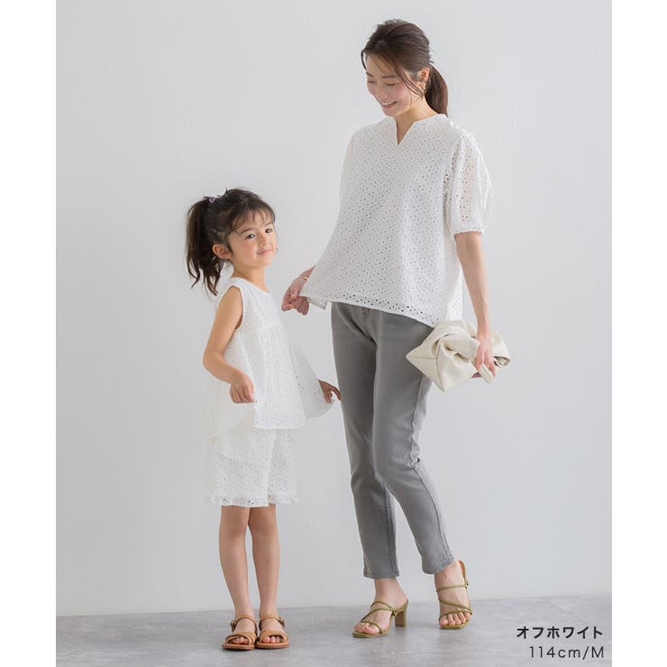 コットンレースギャザーブラウス kids キッズ[品番：PRTW0003035