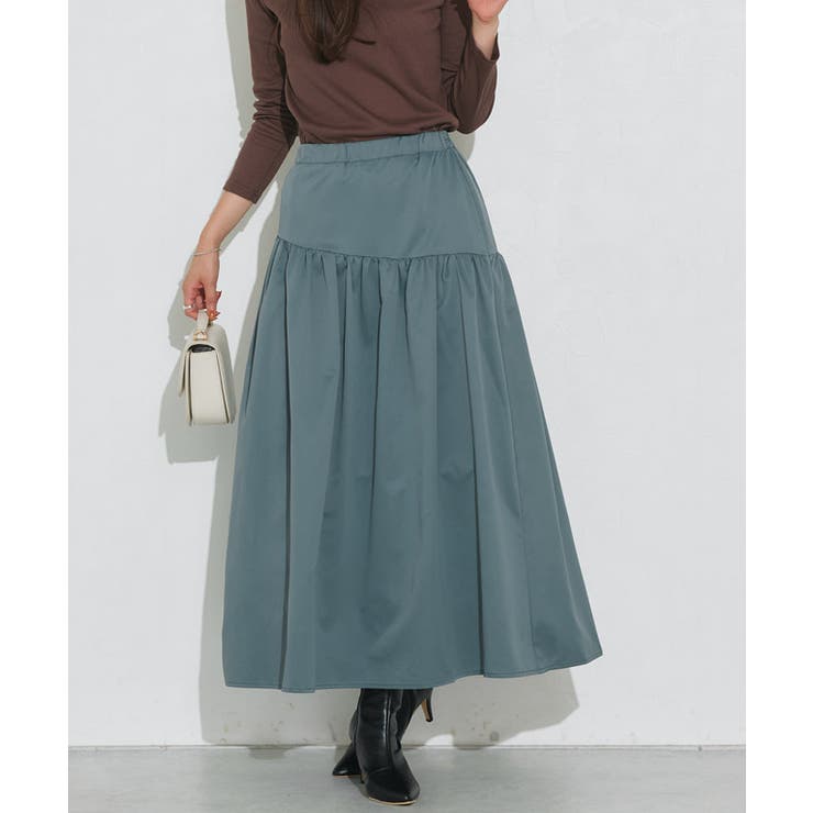 スモークブルー | 切り替えフレアスカート ロングスカート フレアスカート | Pierrot