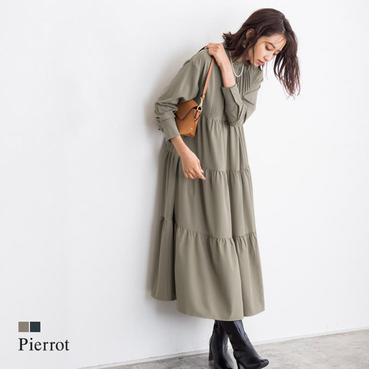 1er Arrondissement タフタピンタックティアードワンピース 1er Arrondissement タフタピンタックティアードワンピース 1er