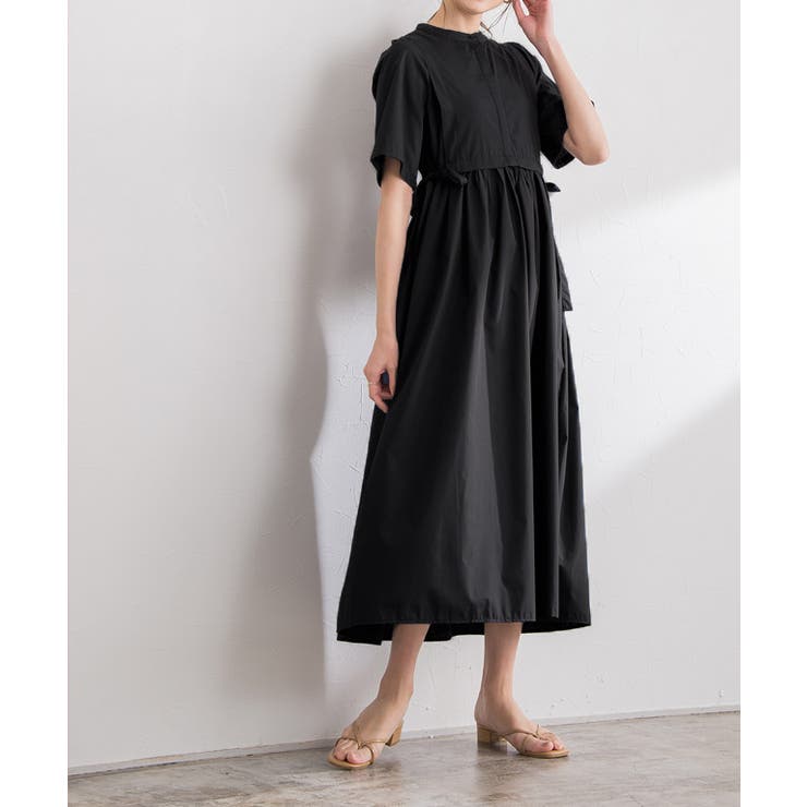 石川 FABRICS 半袖ひざ丈ワンピース ネイビー タイムセール 石川 FABRICS 半袖ひざ丈ワンピース ネイビー タイムセール