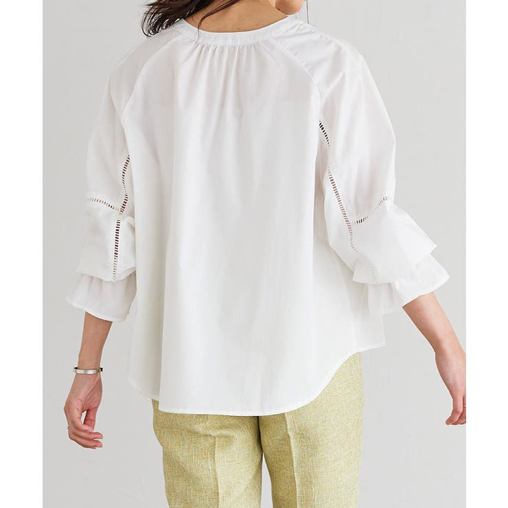 ハシゴレースキーネックブラウス シャツ ブラウス | Pierrot | 詳細画像9 