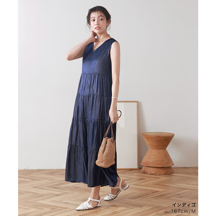 Vネックティアードワンピース ワンピース ティアードワンピース