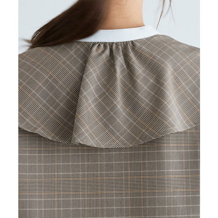 チェック柄クレリックフリルカラーブラウス ブラウス フリルカラー | Pierrot | 詳細画像6 