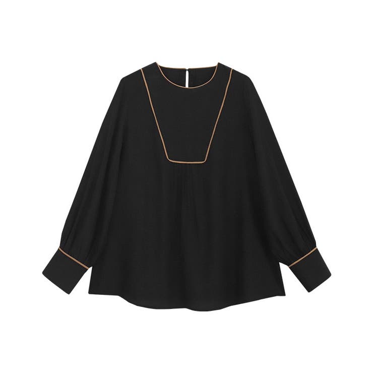 ブラック×キャメル | ブザムライナーデザインブラウス ブラウス ブザムデザイン | Pierrot