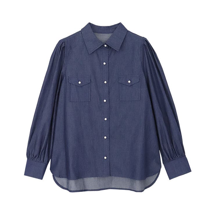 デニム/インディゴ | ボリュームスリーブパールボタンシャツ シャツ ボリュームスリーブ | Pierrot