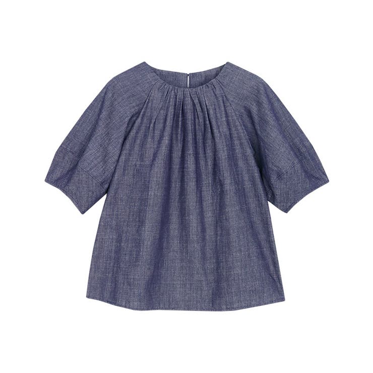 インディゴ | シャンブレーギャザーブラウス トップス ブラウス | Pierrot