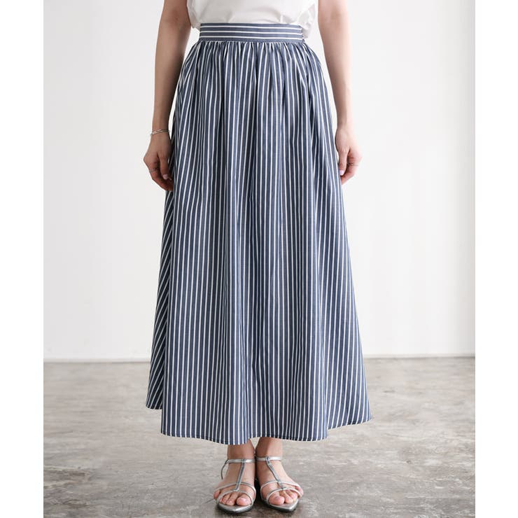 商品画像：UNITED ARROWS＞ストライプ ギャザー フレアスカート - メルカリ 3