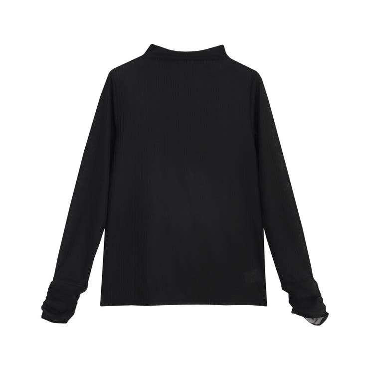 ブラック | シアーカフスボトルネックトップス トップス シアー | Pierrot