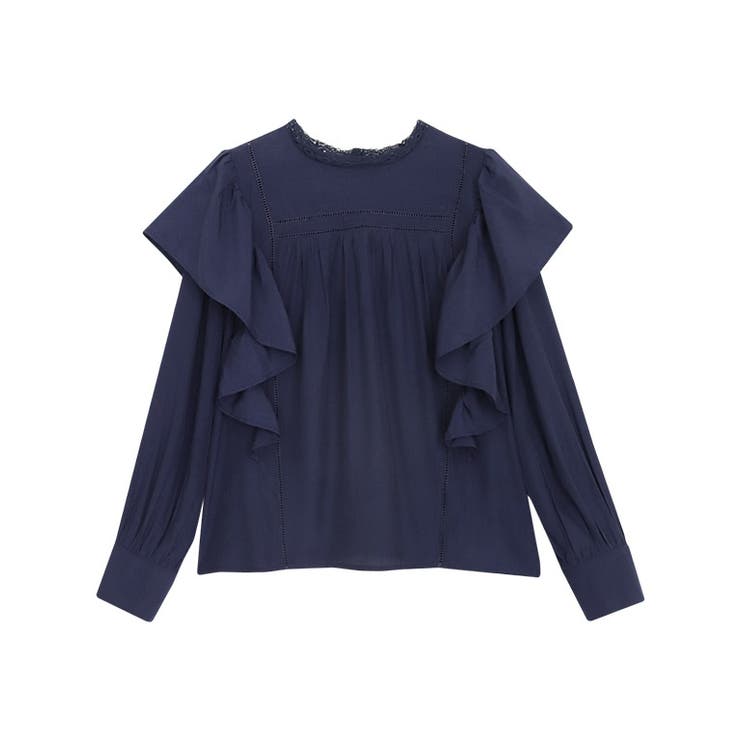 ネイビー | マルチwayフリルレースブラウス ブラウス 4way | Pierrot
