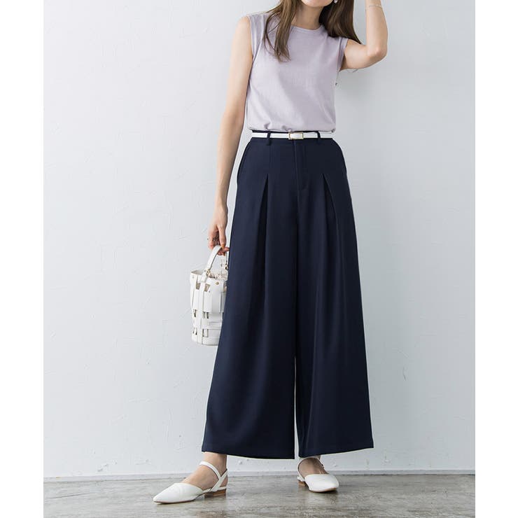 タックワイドパンツ ワイドパンツ タック[品番:PRTW0004138 タックワイドパンツ ワイドパンツ タック[品番:PRTW0004138