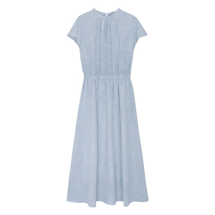 ライトブルー | ウエストギャザー柄ワンピース ワンピース ギャザーワンピ | Pierrot