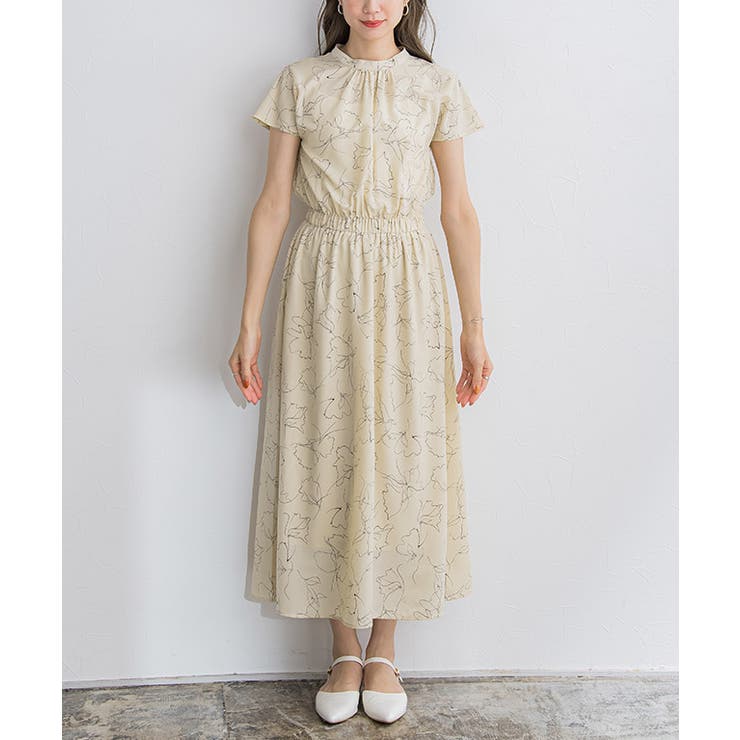 ウエストギャザー柄ワンピース ワンピース ギャザーワンピ | Pierrot | 詳細画像5 