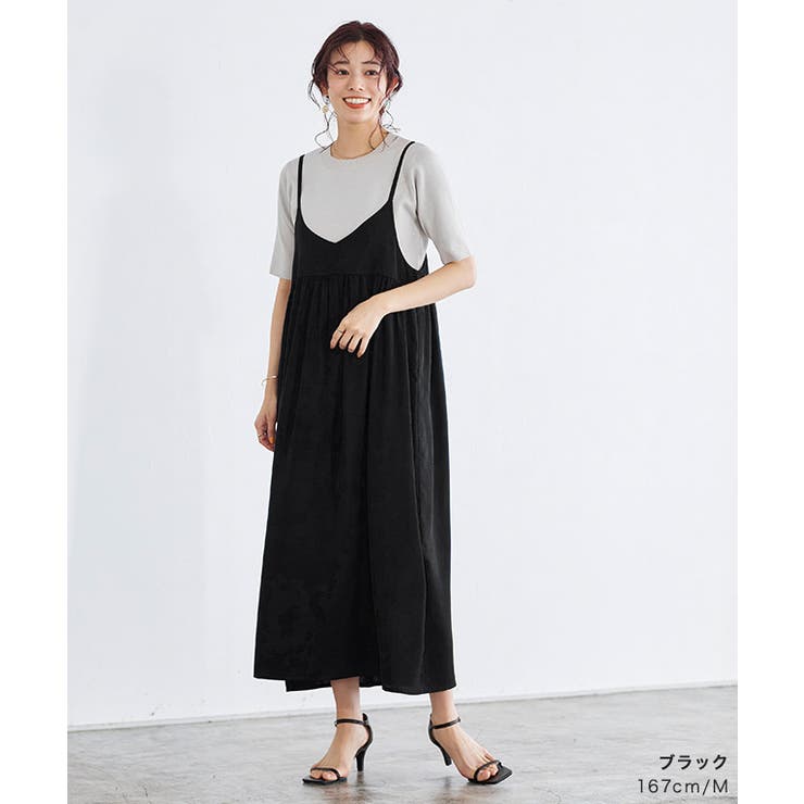 2wayギャザー切り替えキャミワンピース キャミワンピ キャミ