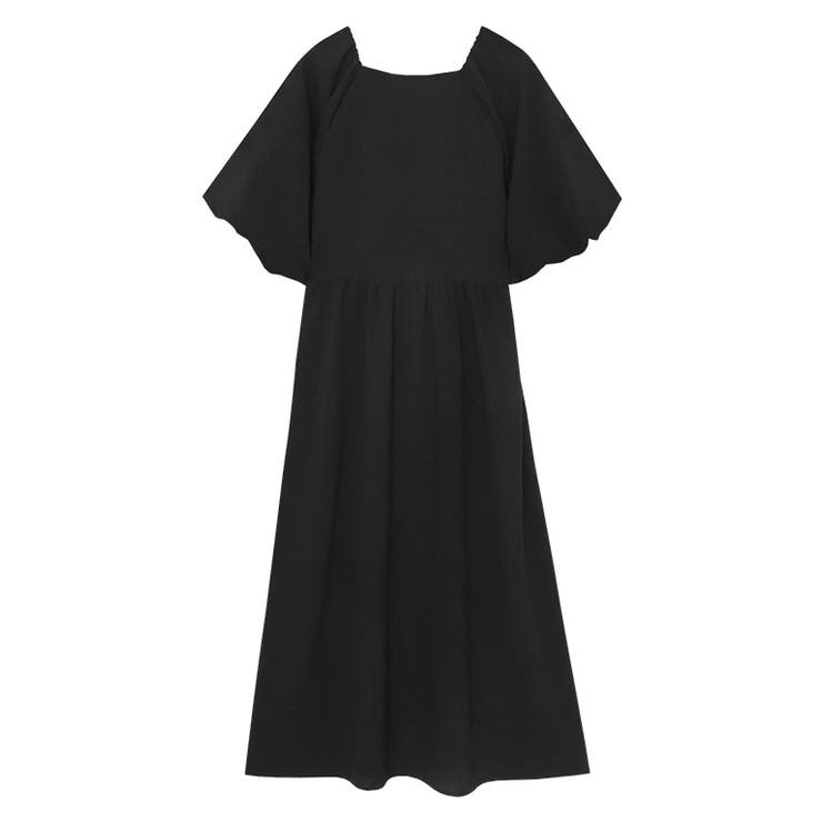ブラック | リップルボリュームパフスリーブワンピース ワンピース パフスリーブ | Pierrot