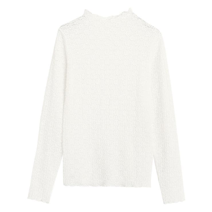 オフホワイト | フラワーレースボトルネックカットソー カットソー レース | Pierrot