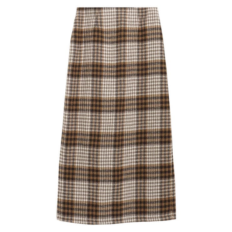 ベージュ | 丈が選べるウールタッチチェック柄スカート スカート ミドル丈 | Pierrot