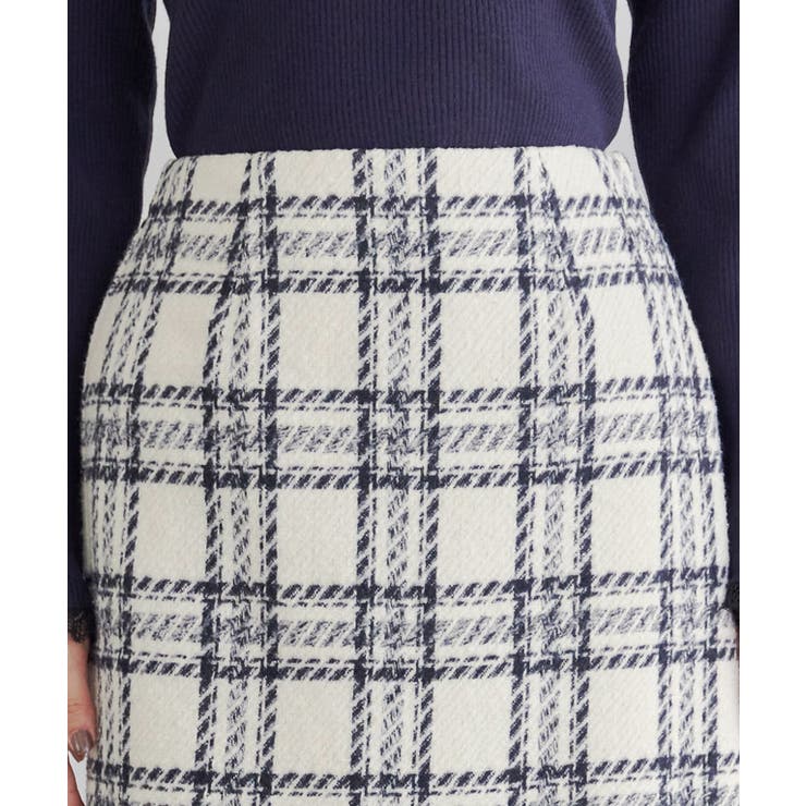 丈が選べるウールタッチチェック柄スカート スカート ミドル丈[品番