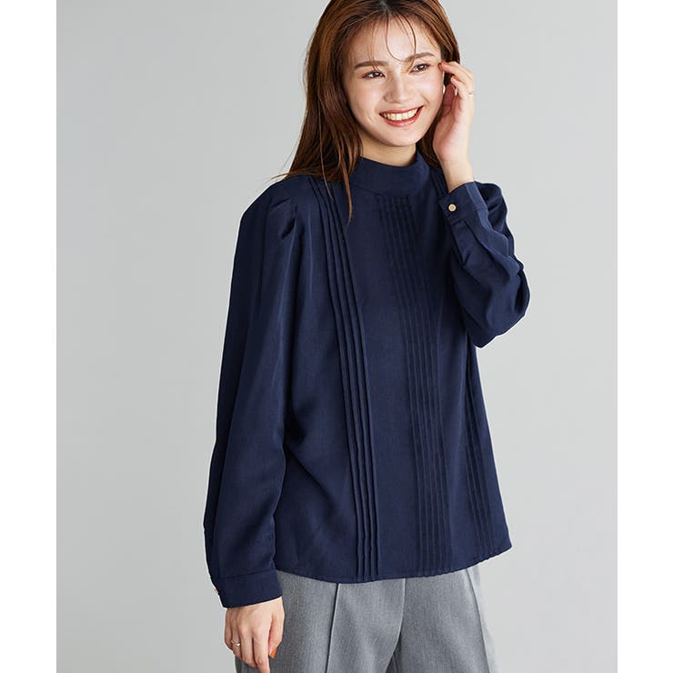 ピンタックハイネックブラウス ブラウス ハイネック[品番：PRTW0004530  