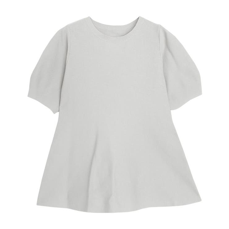 グレー | 構築袖ペプラムニット スポンジニット ペプラムシルエット | Pierrot