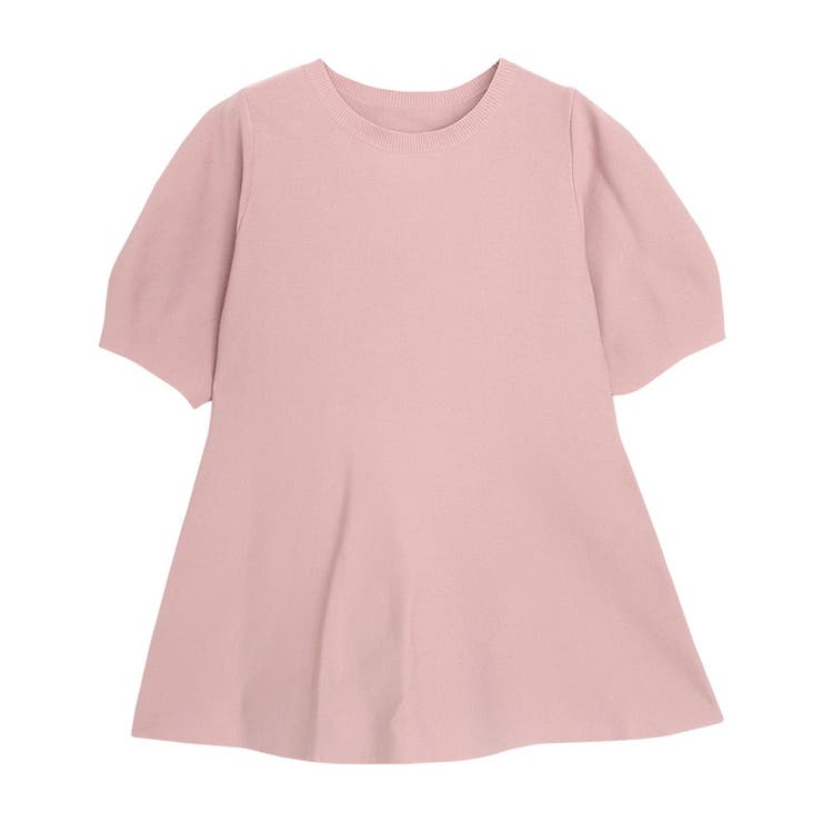 ピンク | 構築袖ペプラムニット スポンジニット ペプラムシルエット | Pierrot