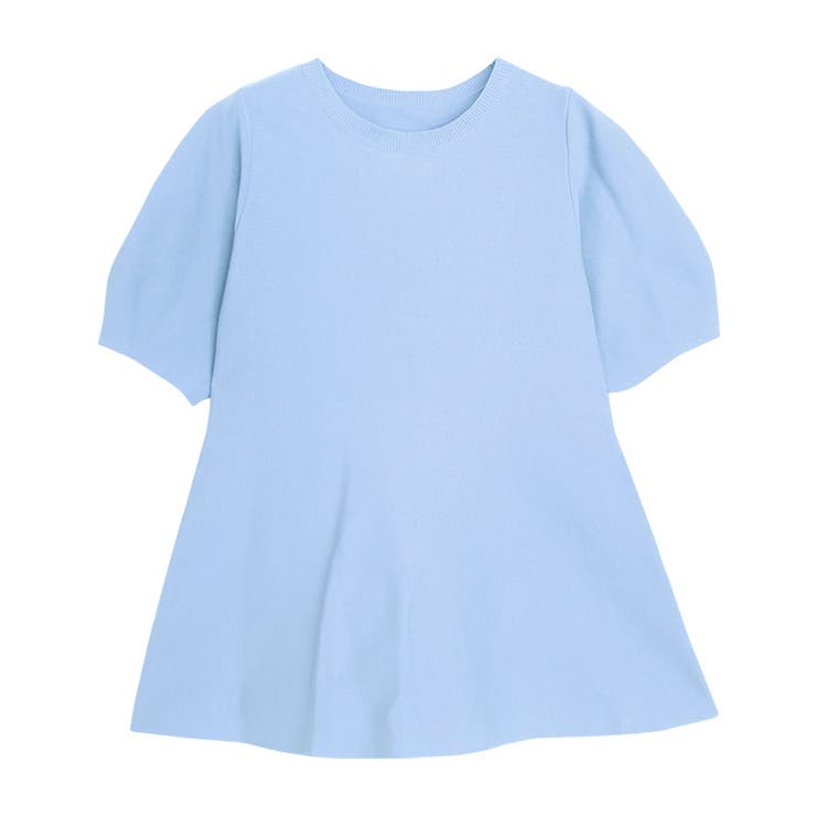 ブルー | 構築袖ペプラムニット スポンジニット ペプラムシルエット | Pierrot