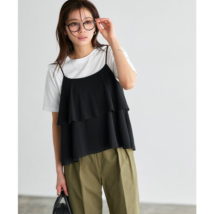 フリルスカート 、フリルキャミソールブラウス、チュールブラウス3点セットです❣ GRL映える上品な女子会コーデ🤎 キャミソール付きフリルチュール