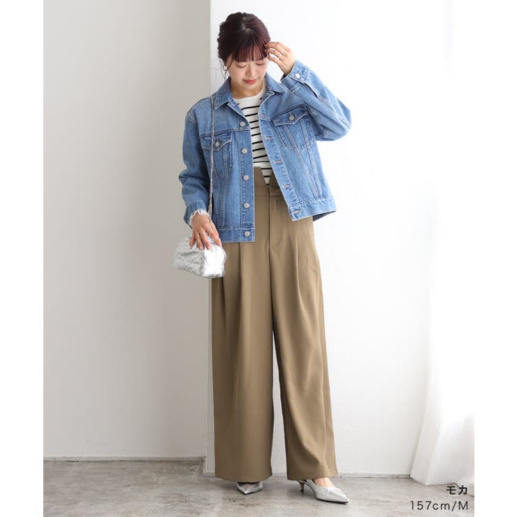 ハイウエストタックワイドパンツ ワイドパンツ タック[品番