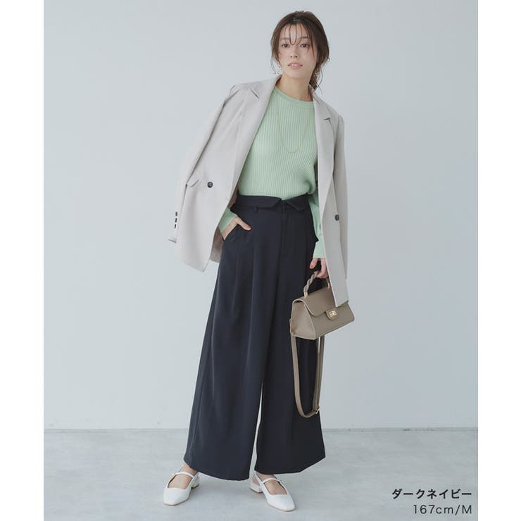 ハイウエストタックワイドパンツ ワイドパンツ タック[品番