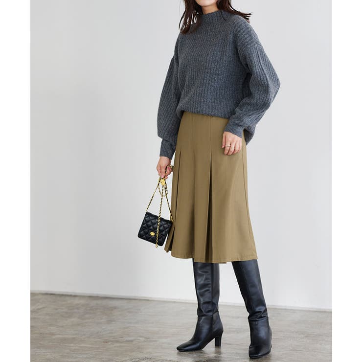 loin. ロワン 雑誌掲載 ミドルタックパンツ 洗える ブラック ミドル丈タックパンツ パンツ ハーフパンツ[品番：PRTW0004316