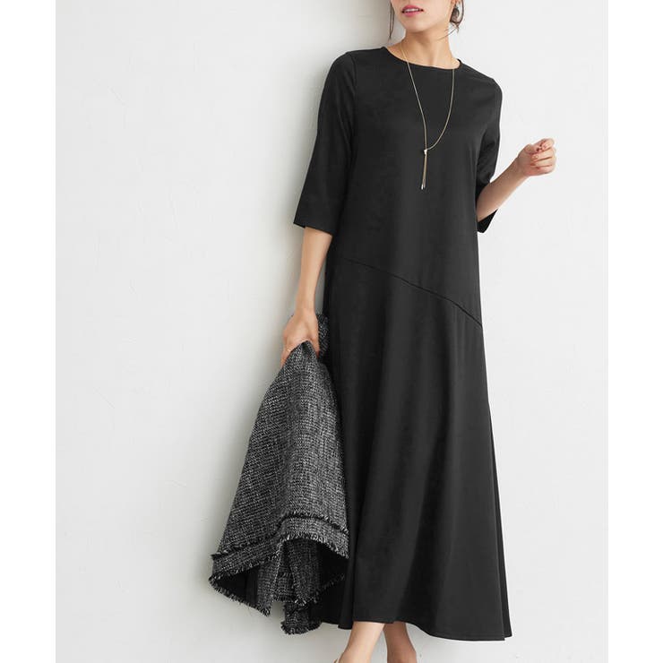 ブラック | 切替フレアワンピース フレアワンピース 切替ワンピ | Pierrot