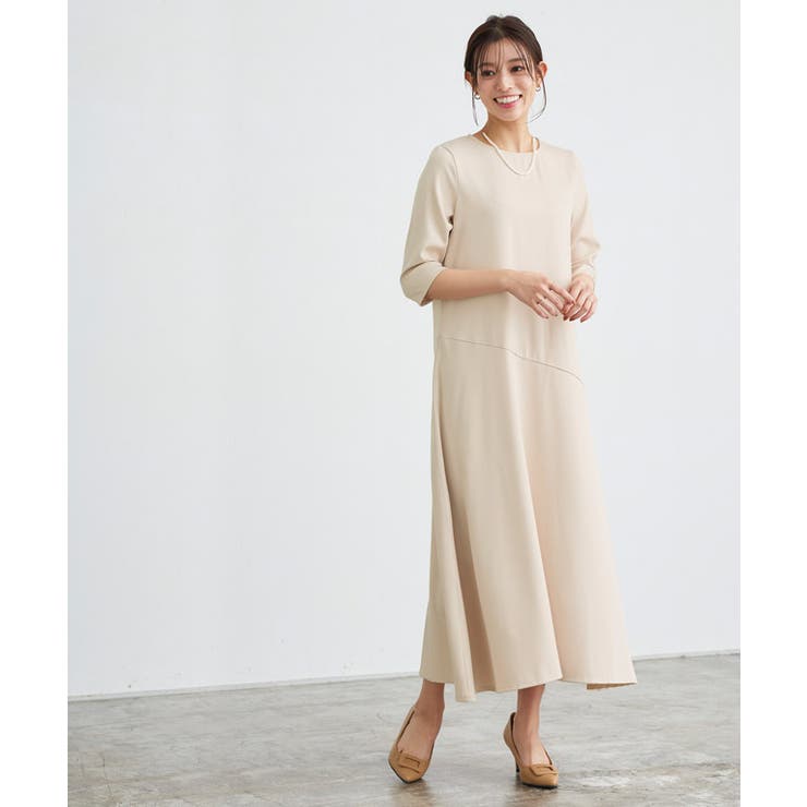 ライトベージュ | 切替フレアワンピース フレアワンピース 切替ワンピ | Pierrot