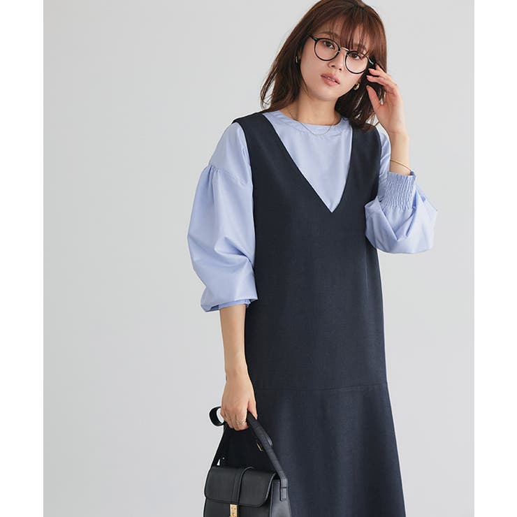 ブルー | 2wayパールボタンブラウス ブラウス パールボタン | Pierrot