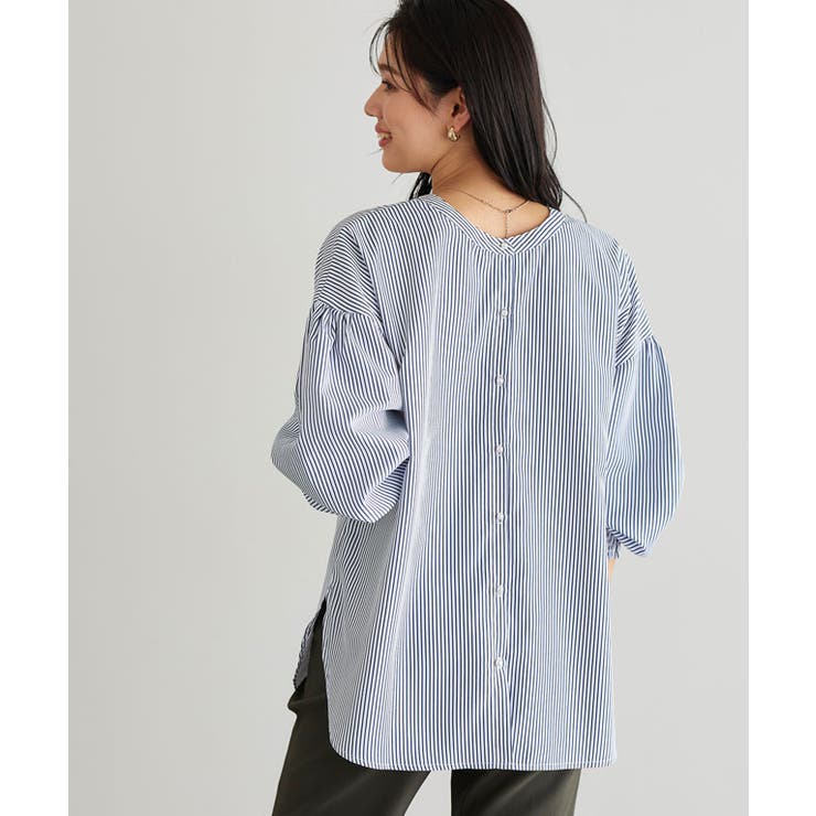 ストライプ | 2wayパールボタンブラウス ブラウス パールボタン | Pierrot