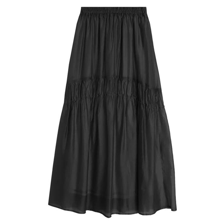 ブラック | シャーリングギャザースカート スカート ギャザー | Pierrot