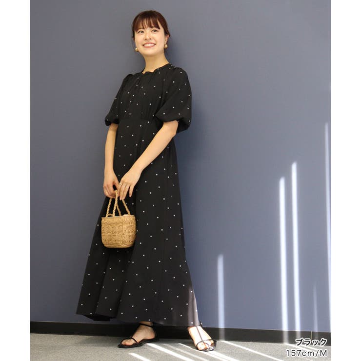 agnes b. スロバキア製 水玉柄 シルク混ワンピース 38