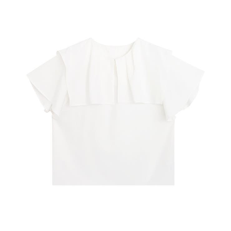 無地/オフホワイト | 2wayラッフルフリルデザインブラウス ブラウス 2way | Pierrot