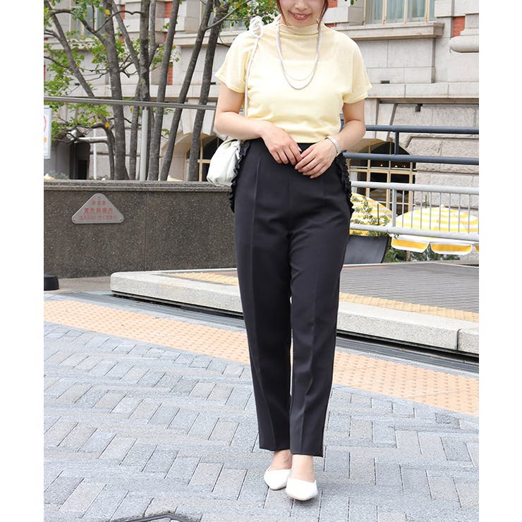 ポケットフリルテーパードパンツ テーパードパンツ フリル[品番