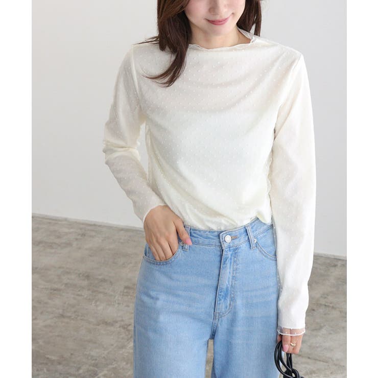 チュールハイネックカットソー カットソー ハイネック[品番