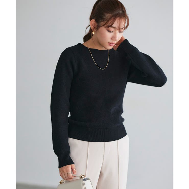 裏シャギーボートネックニット ネックレス アクセサリー[品番