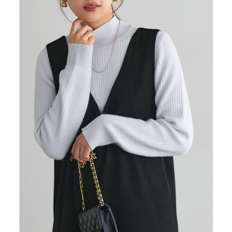 裏シャギーハイネックリブニット ニット 裏シャギー[品番：PRTW0005193