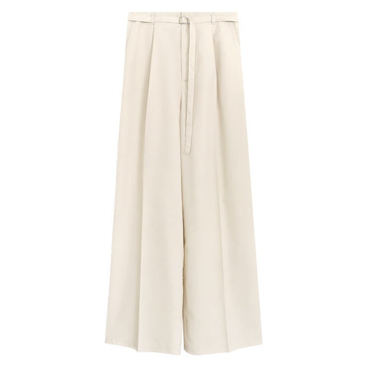 ライトベージュ | ベルテッドリネンライクセミワイドパンツ パンツ リネンライク | Pierrot