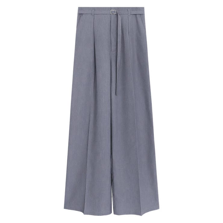 ブルーグレー | ベルテッドリネンライクセミワイドパンツ パンツ リネンライク | Pierrot