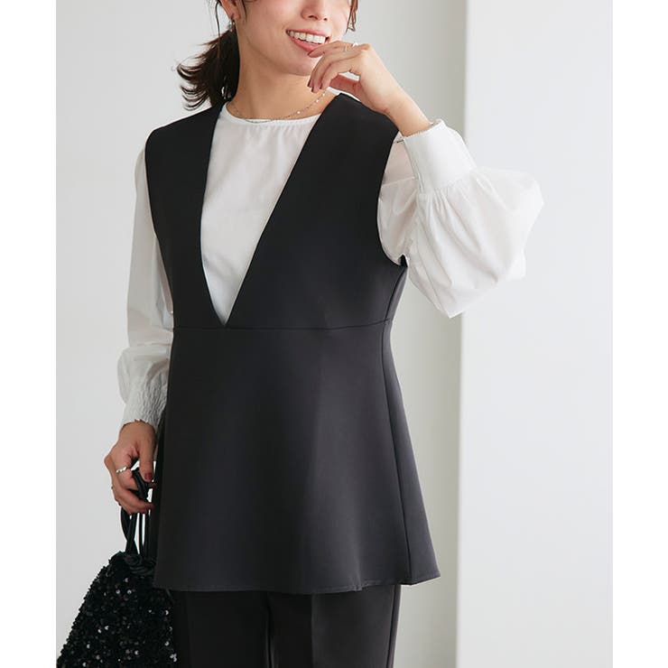 ブラウスセットペプラムベスト ベスト セット[品番：PRTW0005035