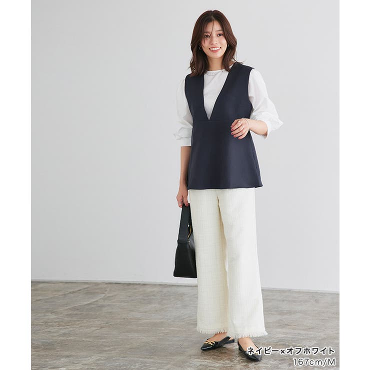 ブラウスセットペプラムベスト ベスト セット[品番：PRTW0005035