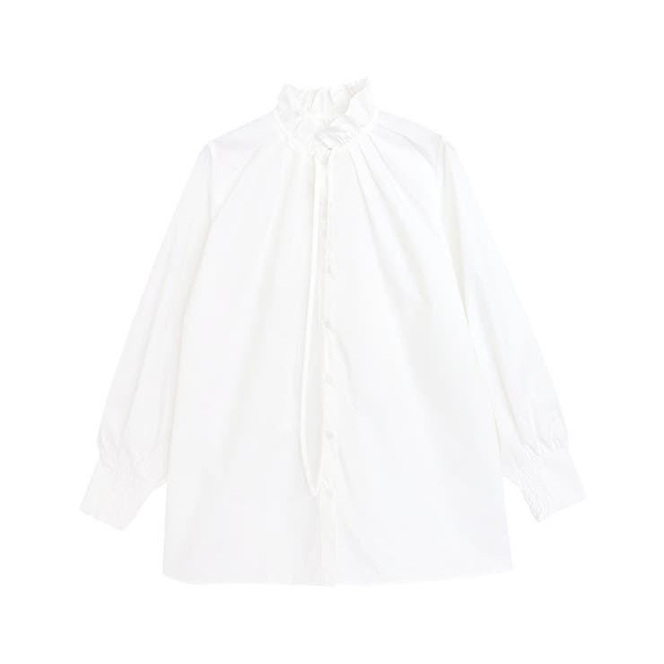 フリルカラーシャツ シャツ フリルカラー[品番:PRTW0004999 フリルカラーシャツ シャツ フリルカラー[品番:PRTW0004999