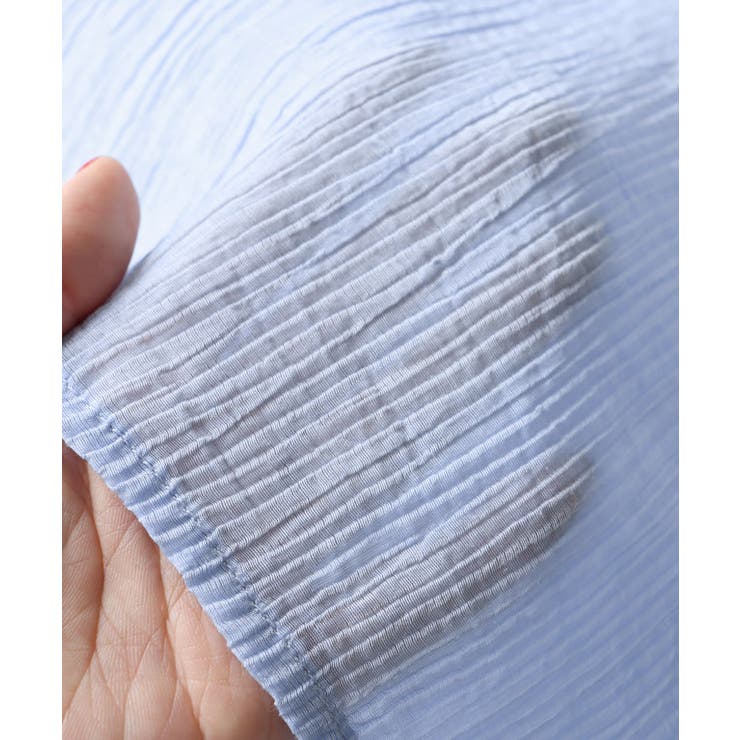 配色デザインシャーリングブラウス ブラウス サッカー素材 | Pierrot | 詳細画像12 