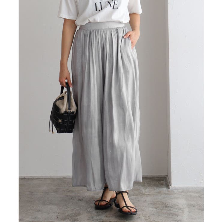 シャイニーサテンワイドパンツ ワイドパンツ シャイニーサテン | Pierrot | 詳細画像21 