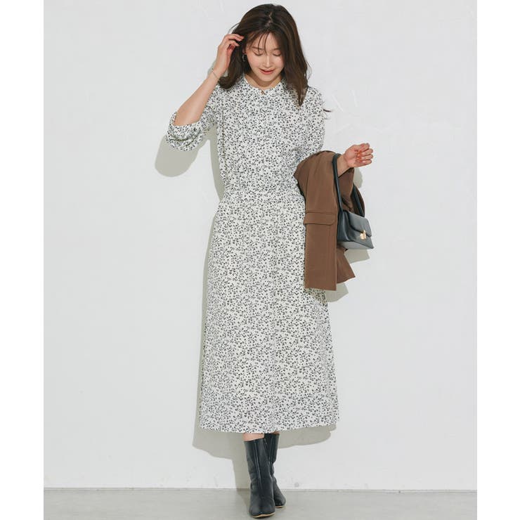 花柄/アイボリー | 選べる柄ピンタックワンピース ワンピース 選べる柄 | Pierrot