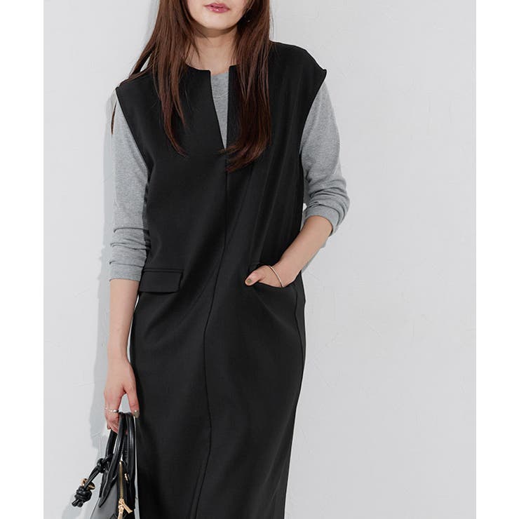 ブラック | キーネックシンプルジャンパースカート ジャンパースカート ジャンスカ | Pierrot